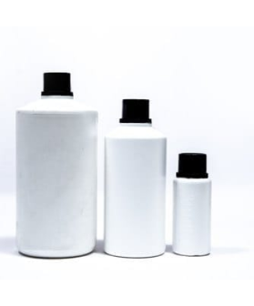 HDPE bottle with black screw cap
