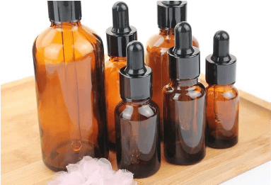 Amber and clear glass packaging bottles