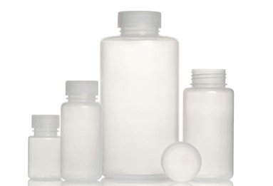 HDPE bottles in different shapes and cap styles