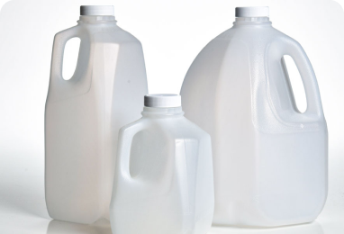 HDPE milk jugs with handles and caps