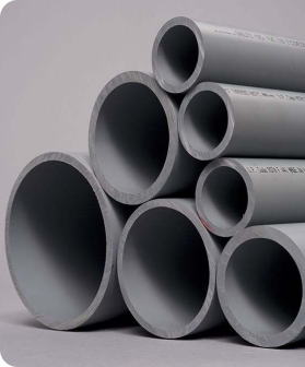 Plumbing pipes in different sizes and materials