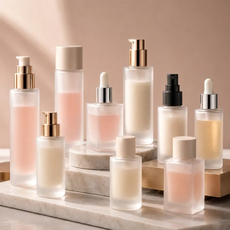Frosted Cosmetic Bottles for Libya Frosted glass cosmetic bottles for premium skincare, serum and beauty packaging in Libya