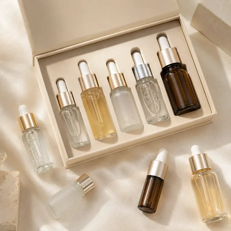 Mini glass serum bottles for samples travel packs and small-volume skincare products in Libya