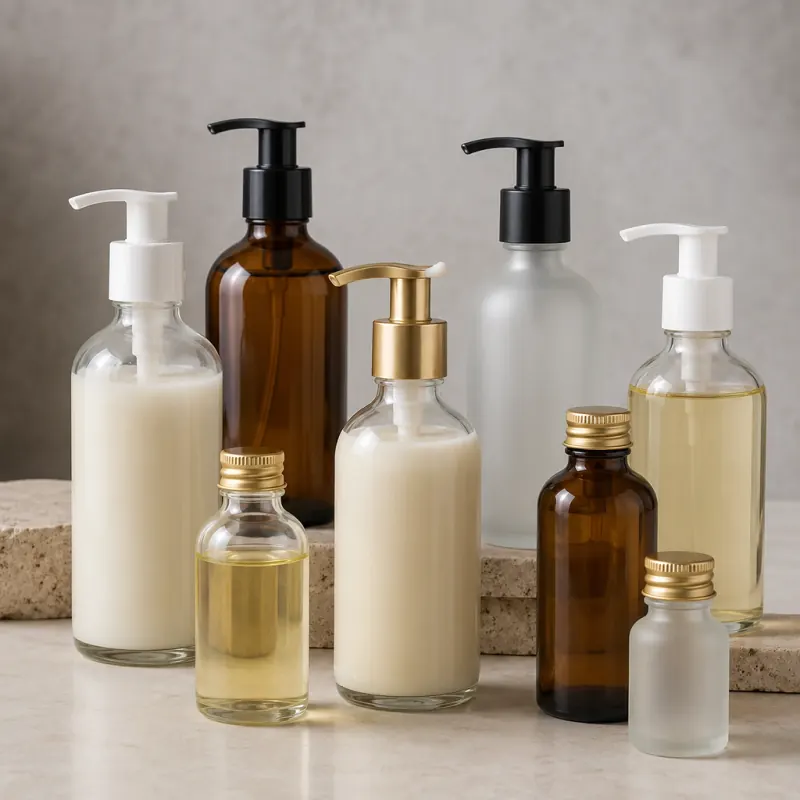 Lotion Glass Bottles for Libya Glass lotion bottles with pump dispensers for creams, moisturizers and body-care products in Libya
