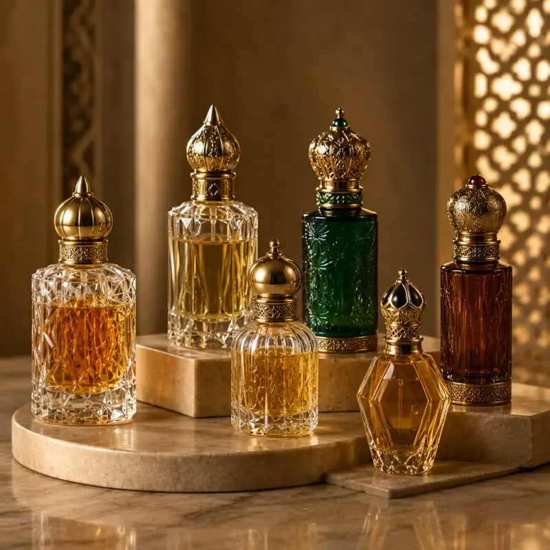 Decorative attar bottles with premium designs for luxury fragrance packaging in Algeria