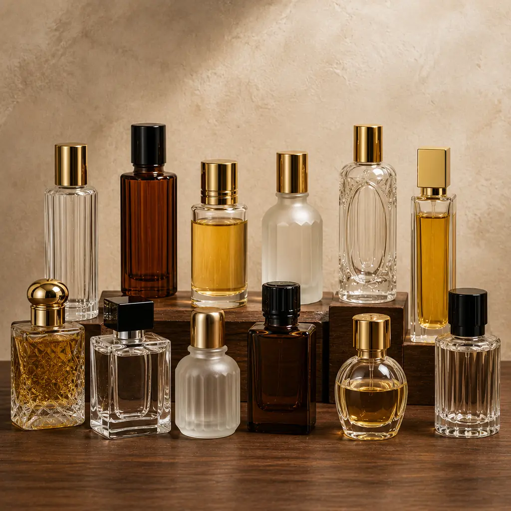 Glass attar bottles in different shapes and sizes for Algeria buyers